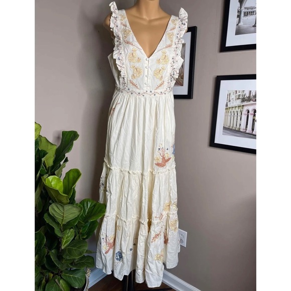 Anthropologie Allison New York V-Neck Embroidered Maxi Dress - Picture 5 of 8
